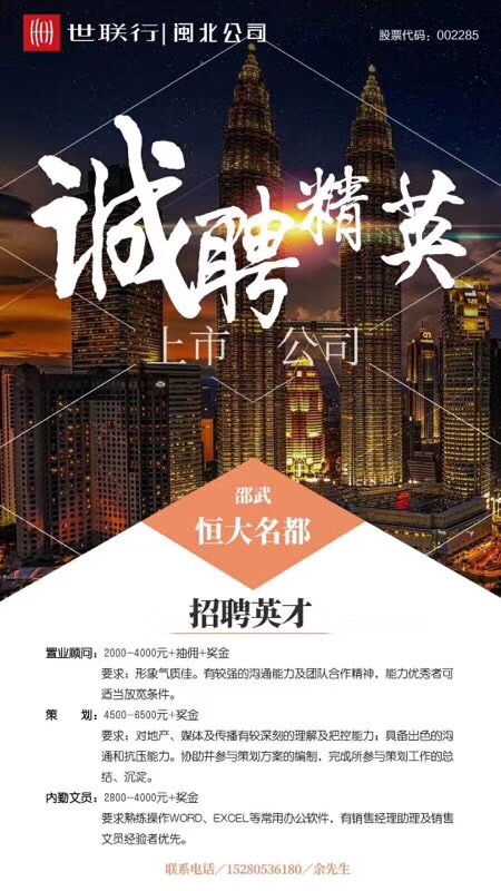 恒大地产招聘置业顾问